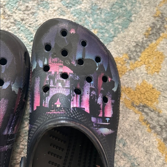 Disney World Disney Springs Magic Castle at Night Black and Purple Crocs Size 7 - Picture 3 of 6